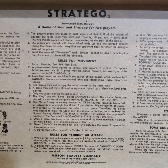 Stratego 1975 MILTON BRADLEY COMPLETE Except Instruction Booklet - Picture 12 of 16